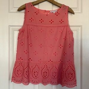 Southern Tide Pink Sleeveless Eyelet Top
